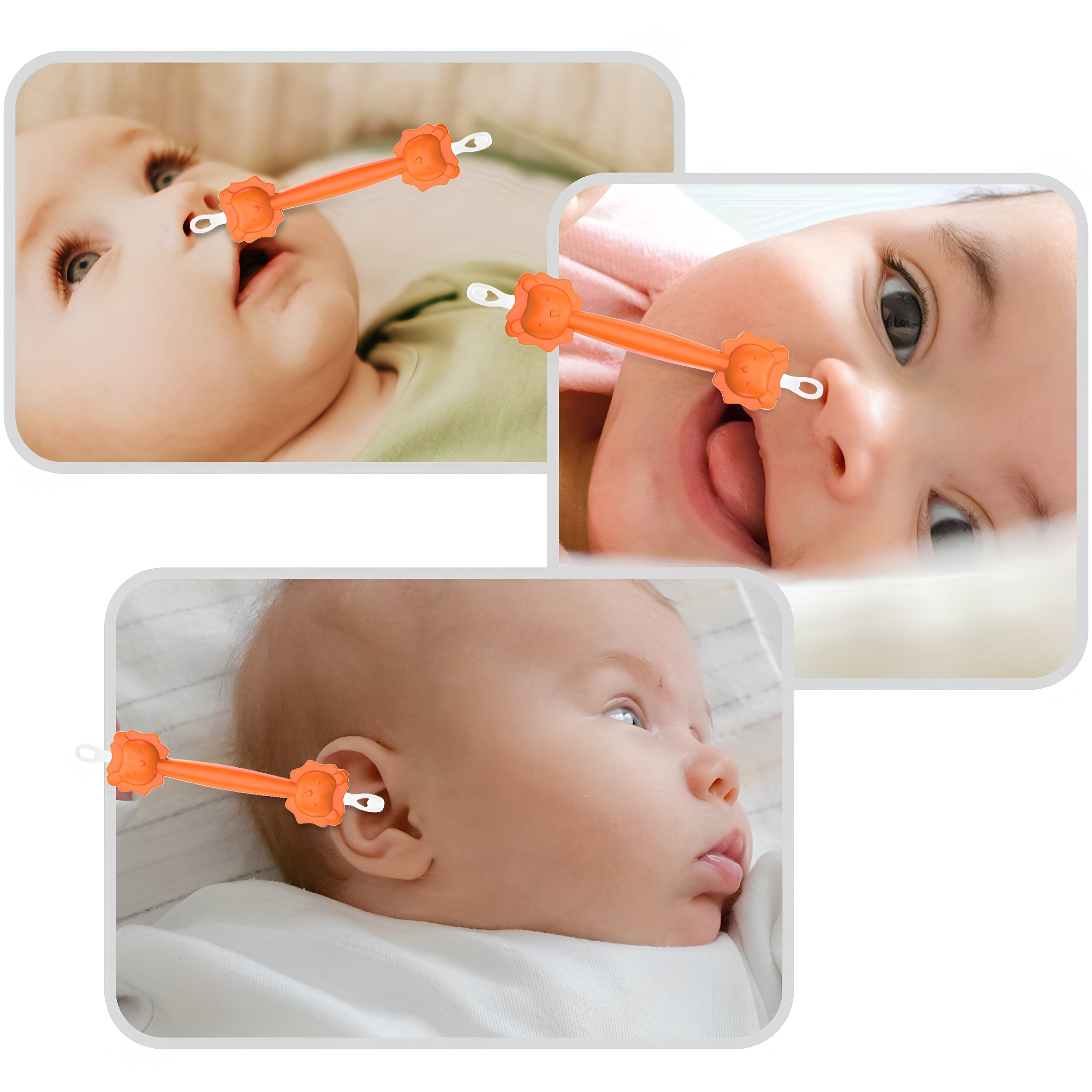 Bolalar uchun 2-in-1 burun va quloq tozalagich, 0-6 yosh, apelsin, bardoshli PP