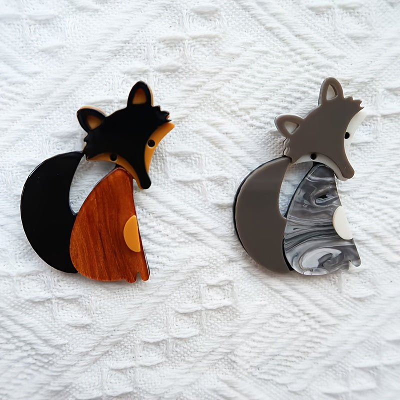 Fox Acrylic Brooch Pin Cartoon Animal Style Lapel Badge for Fashion Accessories