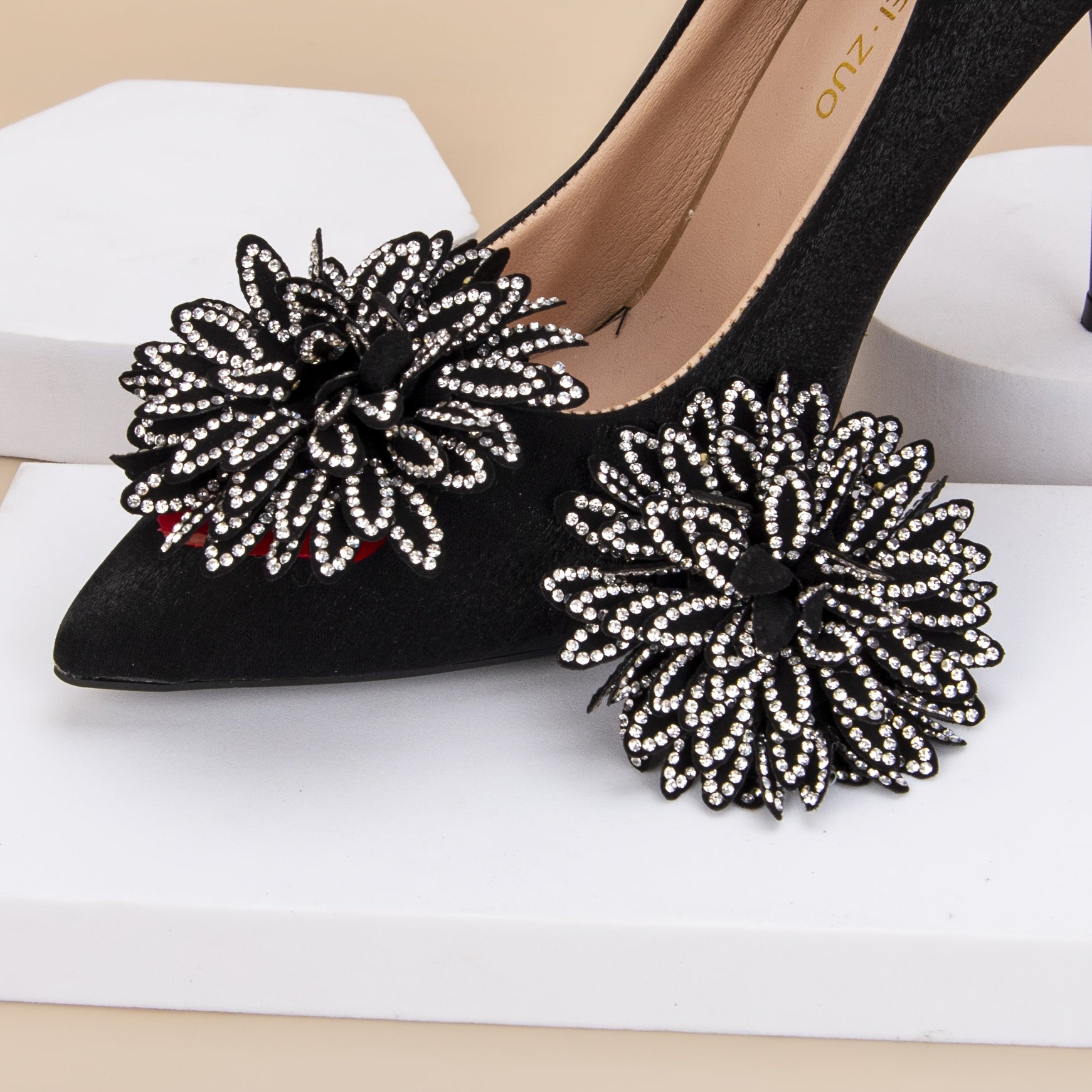 Women's Rhinestone Floral Bow Butterfly Shoe Clips Red 2-Pack Bridal Party