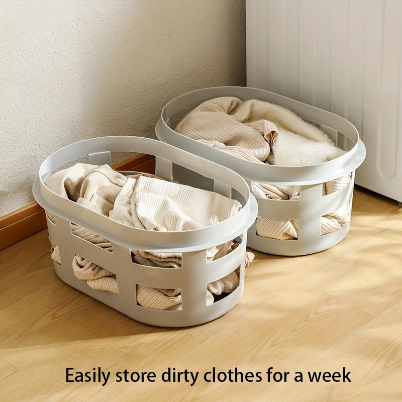 Large Capacity Plastic Laundry Basket with Multiple Compartments for Clothes and Toys