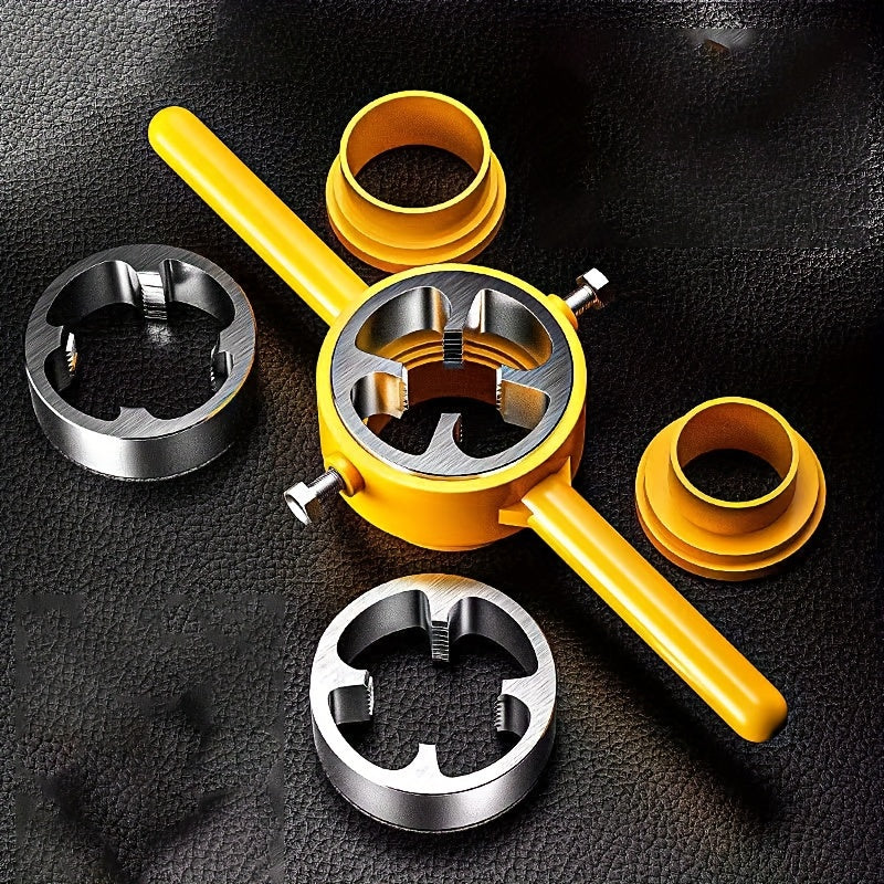 Set of 6 PVC Plastic Water Pipe Dies with Tap Wrench, Sizes 10.16/15.24/2.54 cm