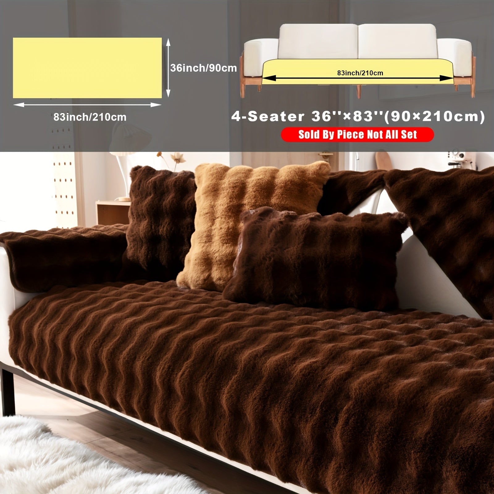 Накидка на диван из флиса для 2-4 местных диванов в 8 цветах, моющаяся в машине, дружелюбная к питомцам, современный дизайн