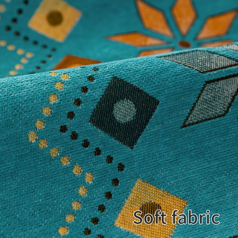 Чехол для дивана из шенилла "Богемные четыре сезона" с геометрическим вышитым узором, обеспечивает защиту дивана и противоскользящие свойства для домашнего декора в спальне, офисе и гостиной.