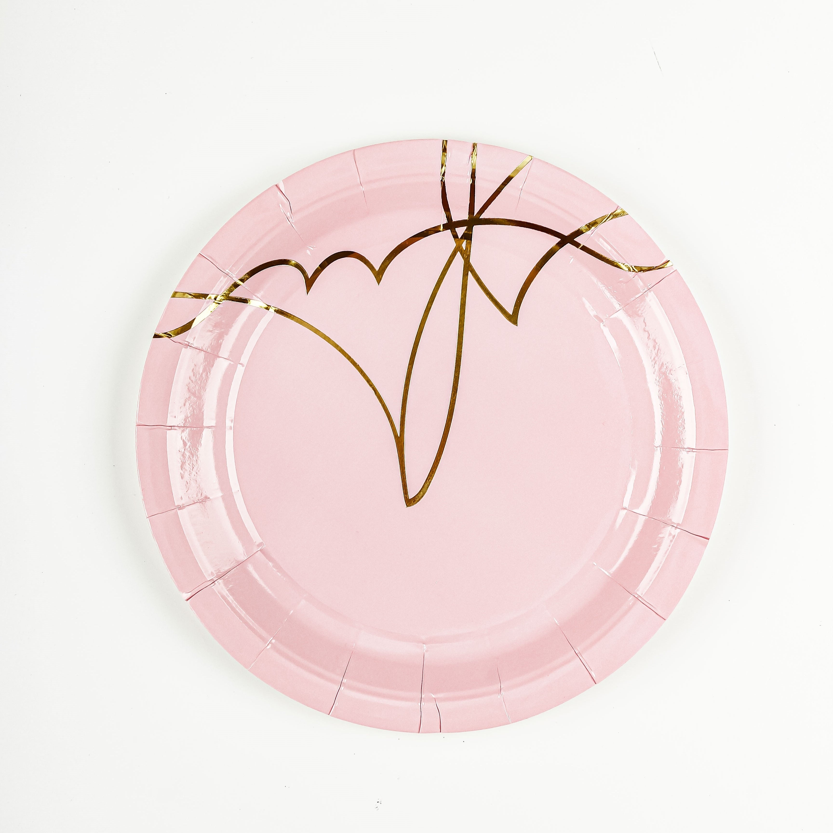 Set of 8 to 16 Pink and Gold Foil Polka Dot Disposable Cutlery Plates Cups with Heart Napkins for Parties Weddings Holidays