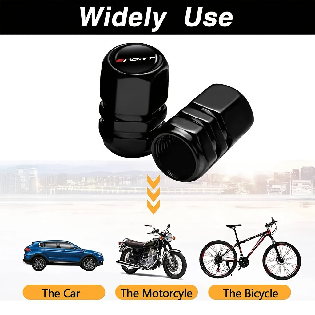 Aluminum Valve Caps Set for Cars and Motorcycles, Sport Pattern, 4/8/12 Pieces