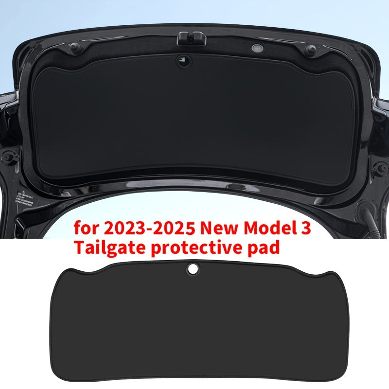 Faux Leather Rear Trunk Door Protective Mat for Tesla Model 3/Y Black Dustproof Scratch-Resistant