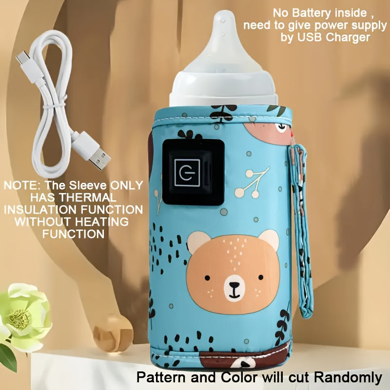 USB-Powered Portable Bottle Warmer for Travel and Camping with Animal Designs