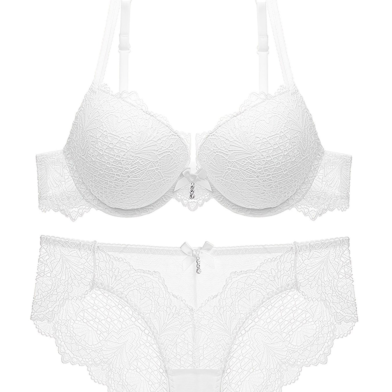 Gul naqshli dantel ichki kiyim to'plami, ayollar uchun jozibali ko'taruvchi dantel brassiy va bog'ichli ichki kiyim.