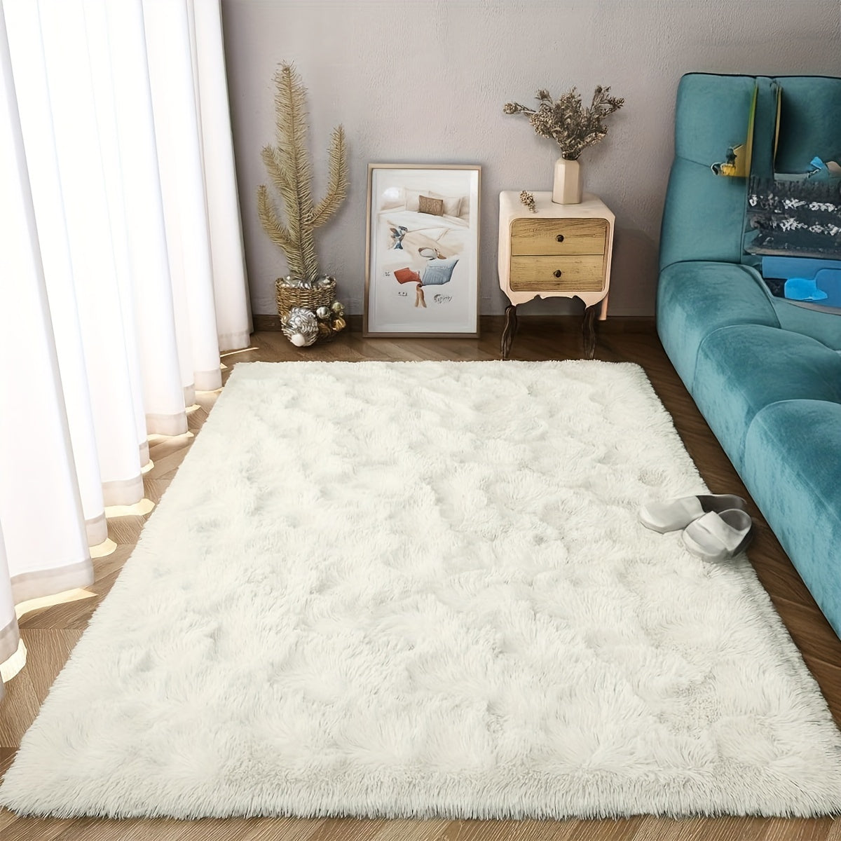 Soft Fluffy Shag Area Rug for Living Room or Bedroom Non-Slip Machine Washable