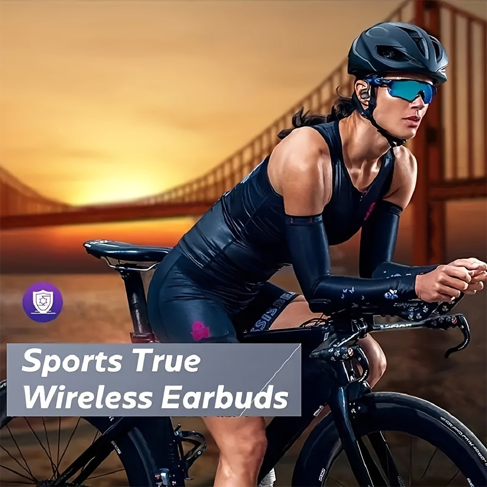 Wireless Earbuds for Running with Earhooks Noise Cancellation Bass Microphone