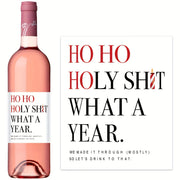 Set of 6 Funny Christmas Wine Labels for Gifts and Parties
