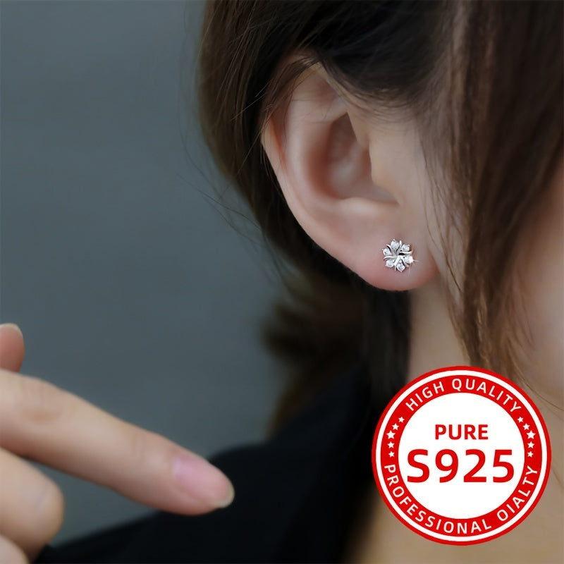 Sterling Silver Snowflake Stud Earrings for Women 1.5g Elegant Jewelry