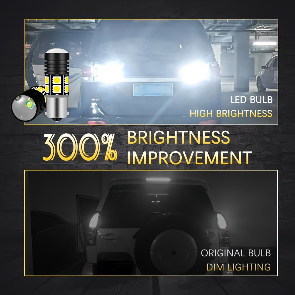 2 Pack White LED Brake Light Bulbs 1156 P21/5W Turn Signal Reverse