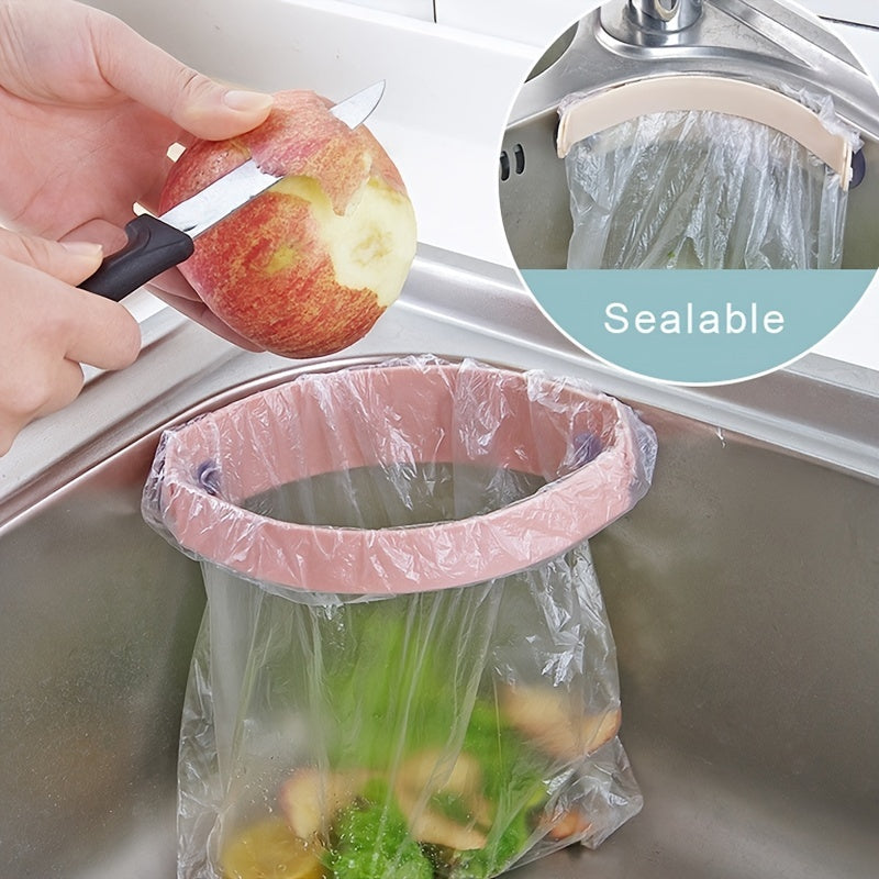 Kitchen Sink Silicone Garbage Bag Holder No-Adhesive Trash Clamp Organizer