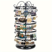 Rotating Metal Jewelry Rack with 5 Layers for Earrings and Studs Organizer Desktop Display