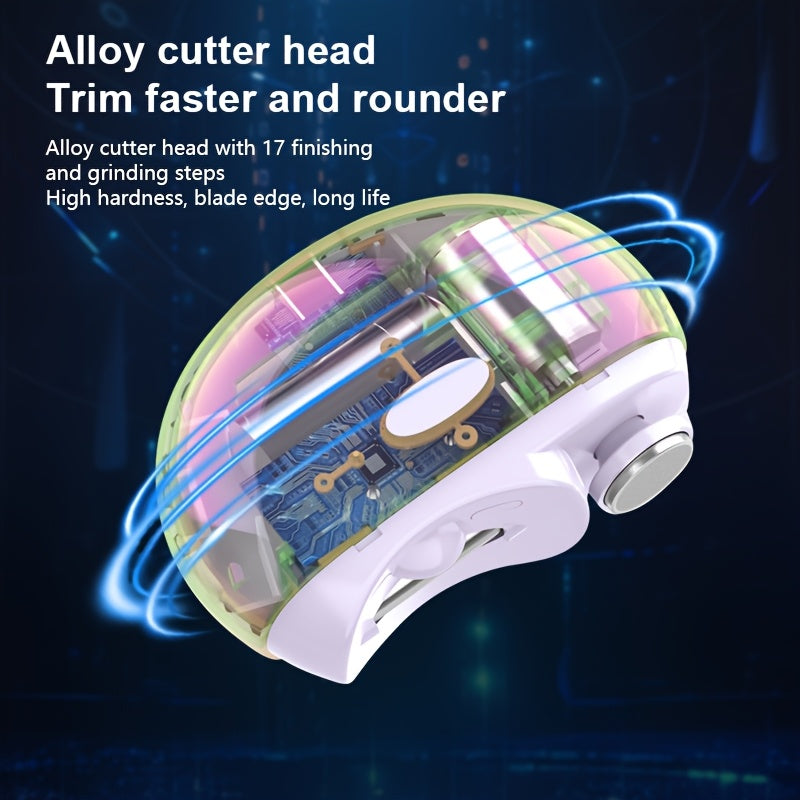 USB orqali zaryadlanadigan litiy polimer batareyali elektr tirnoq kesgichi, manikur, tirnoq faylini, polirovka qilish, shakllantirish uchun mukammal va sovg'a sifatida.