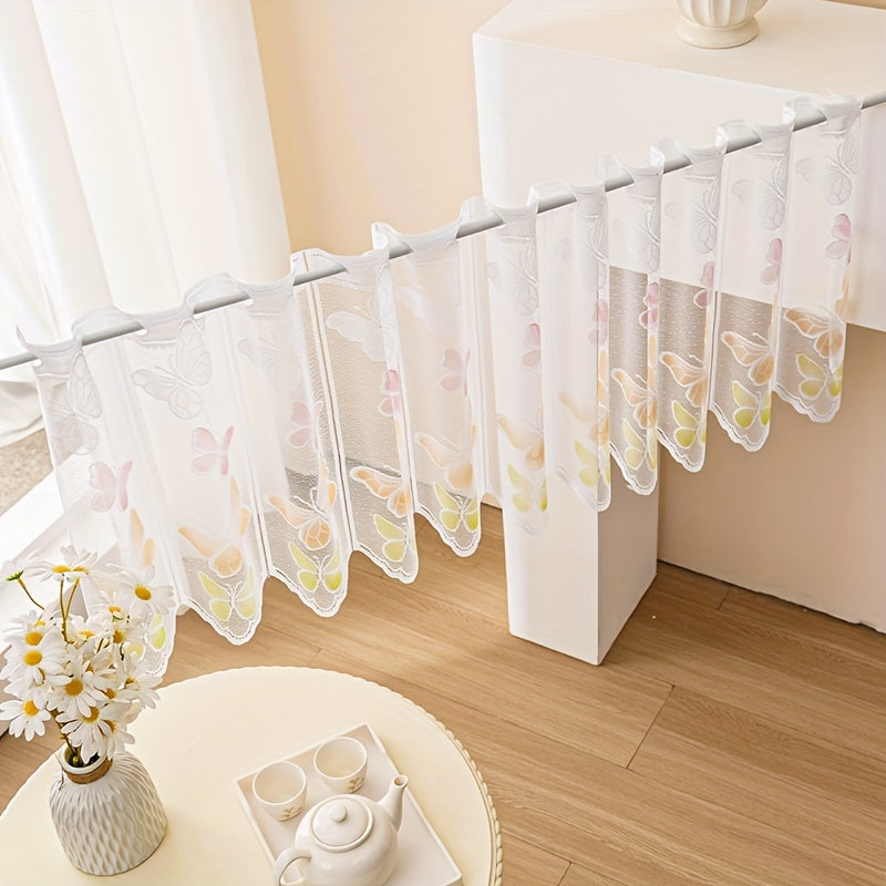 Small Butterfly Cafe Curtain Tier for Living Room and Office Decor