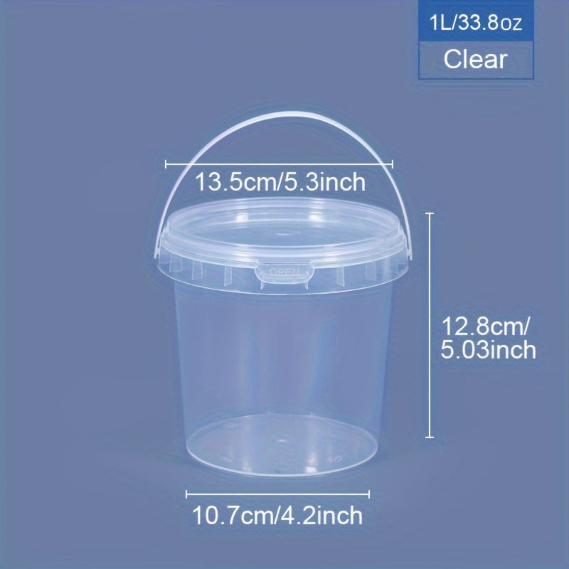 12-Piece Clear Round Plastic Food Storage Containers with Handles, Microwave Safe