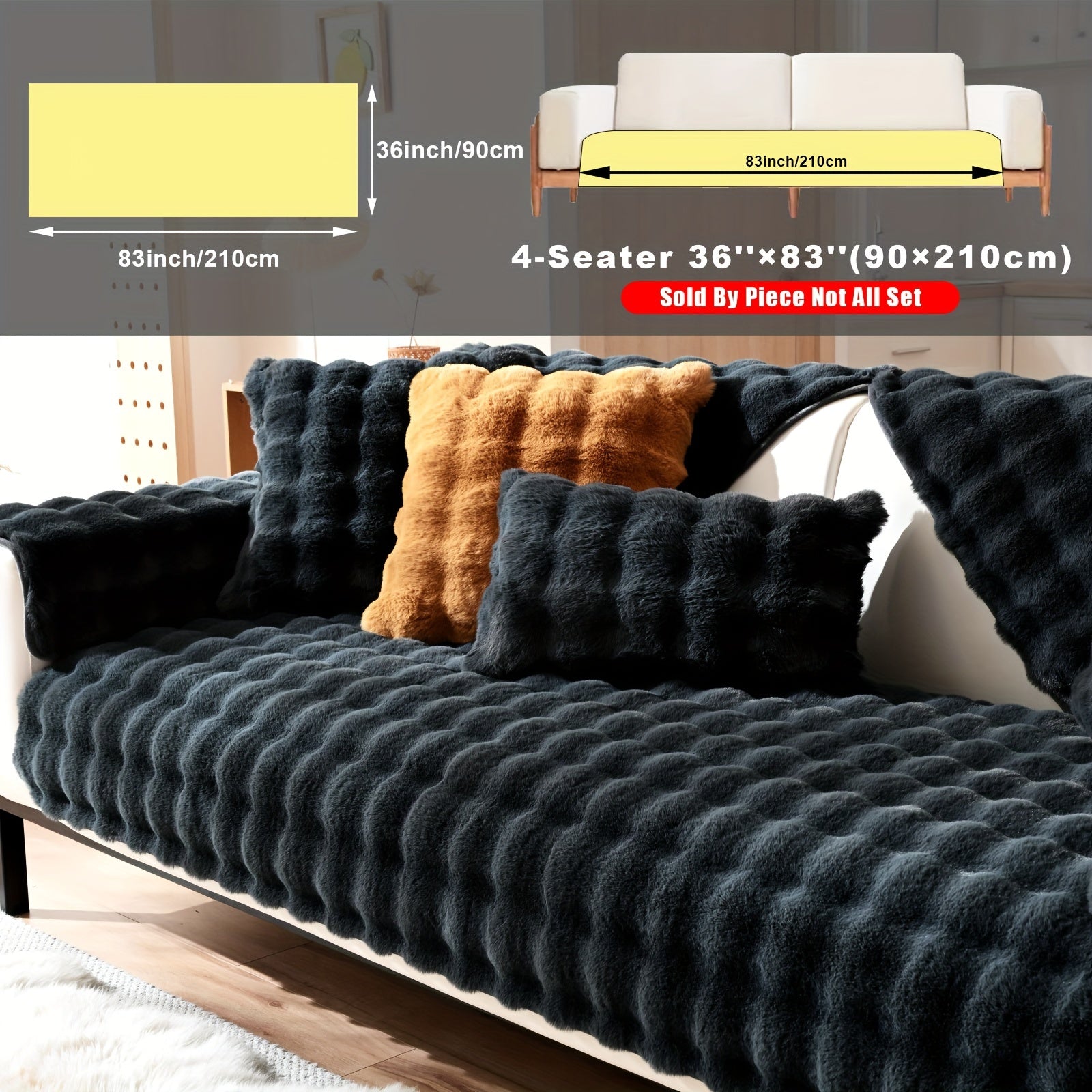 Накидка на диван из флиса для 2-4 местных диванов в 8 цветах, моющаяся в машине, дружелюбная к питомцам, современный дизайн