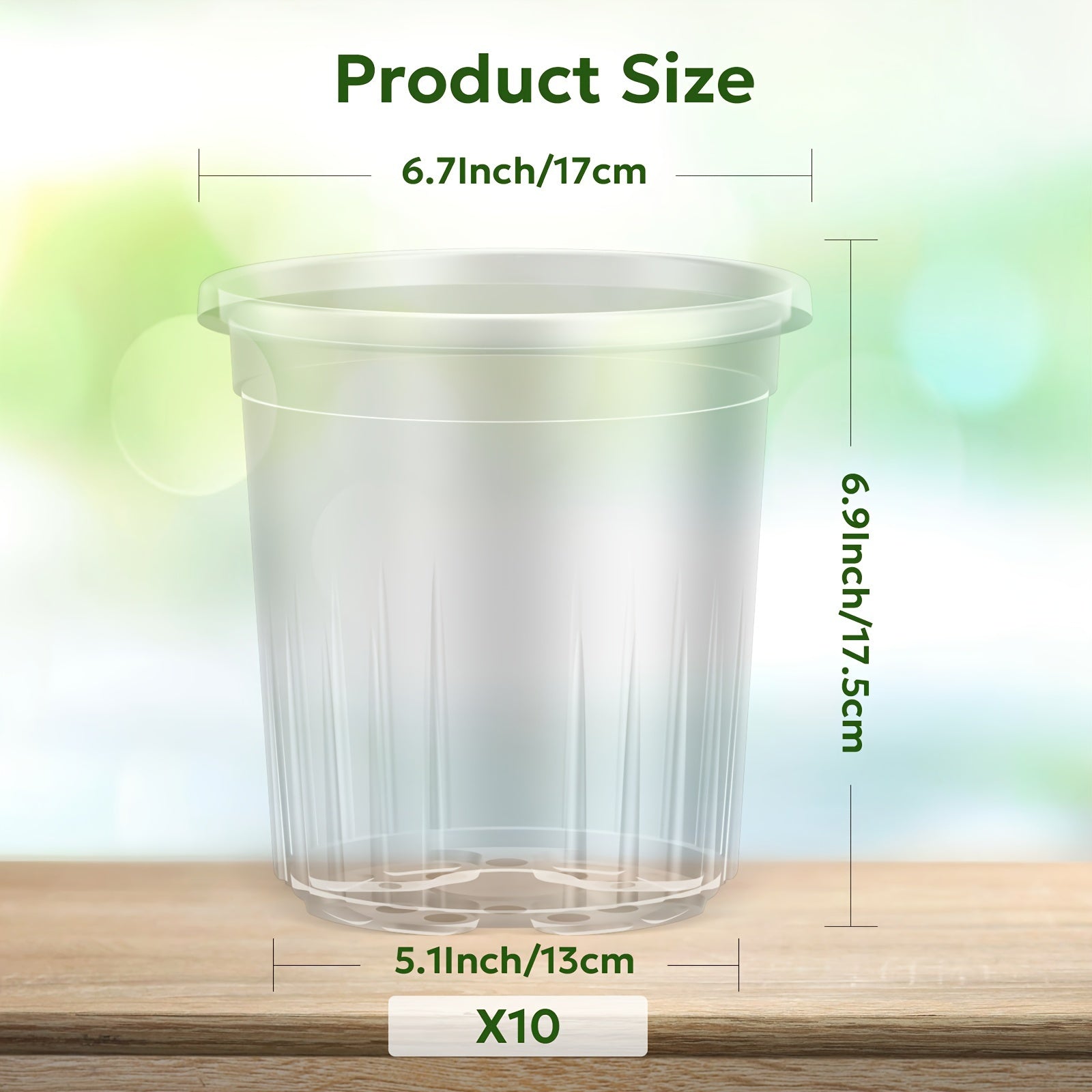 10 piezas de macetas de plástico transparente para vivero de 17.02cm con agujeros de drenaje para plántulas y trasplantes