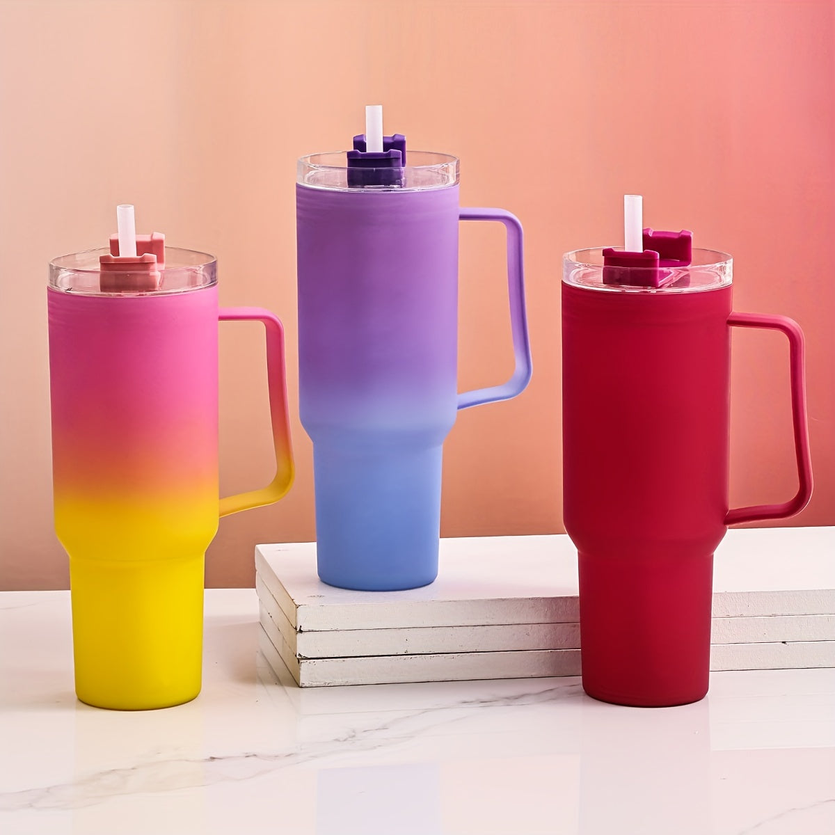 Lightweight Plastic Travel Mug with Straw for Hiking Hand Wash Only