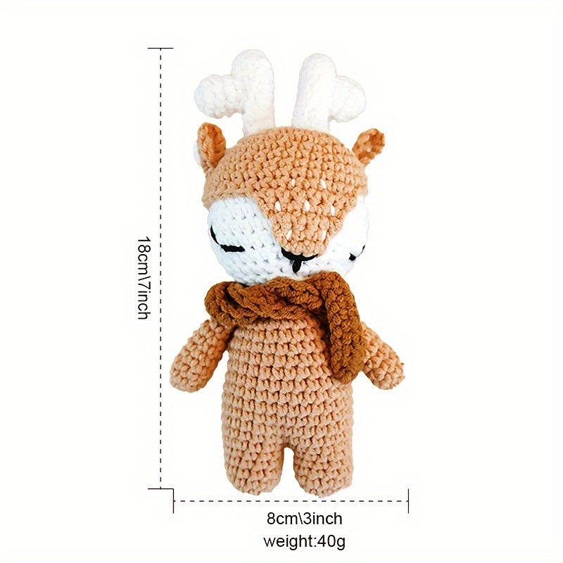 Crochet Baby Reindeer Toy for Newborns Christmas Gift Soft Plush Baby Toy
