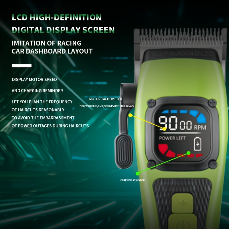 Electric Hair Clipper 9000 RPM Metal Blade Adjustable Temperature Blue Black