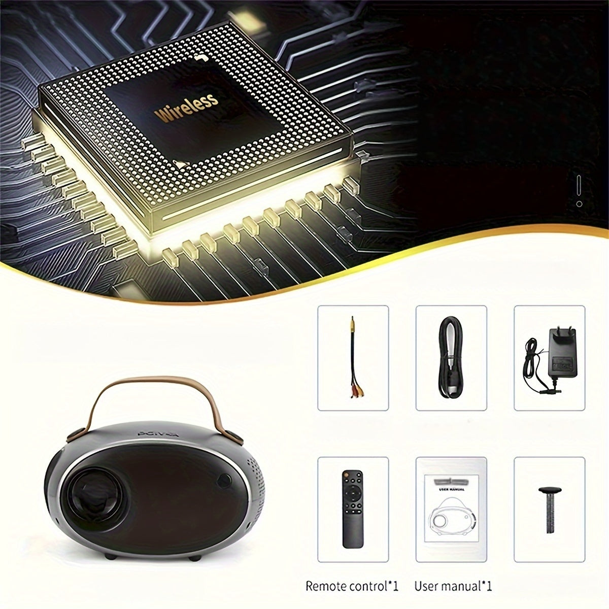 Portable Projector 7500 Lumens 1080P Wireless Smartphone Compatible