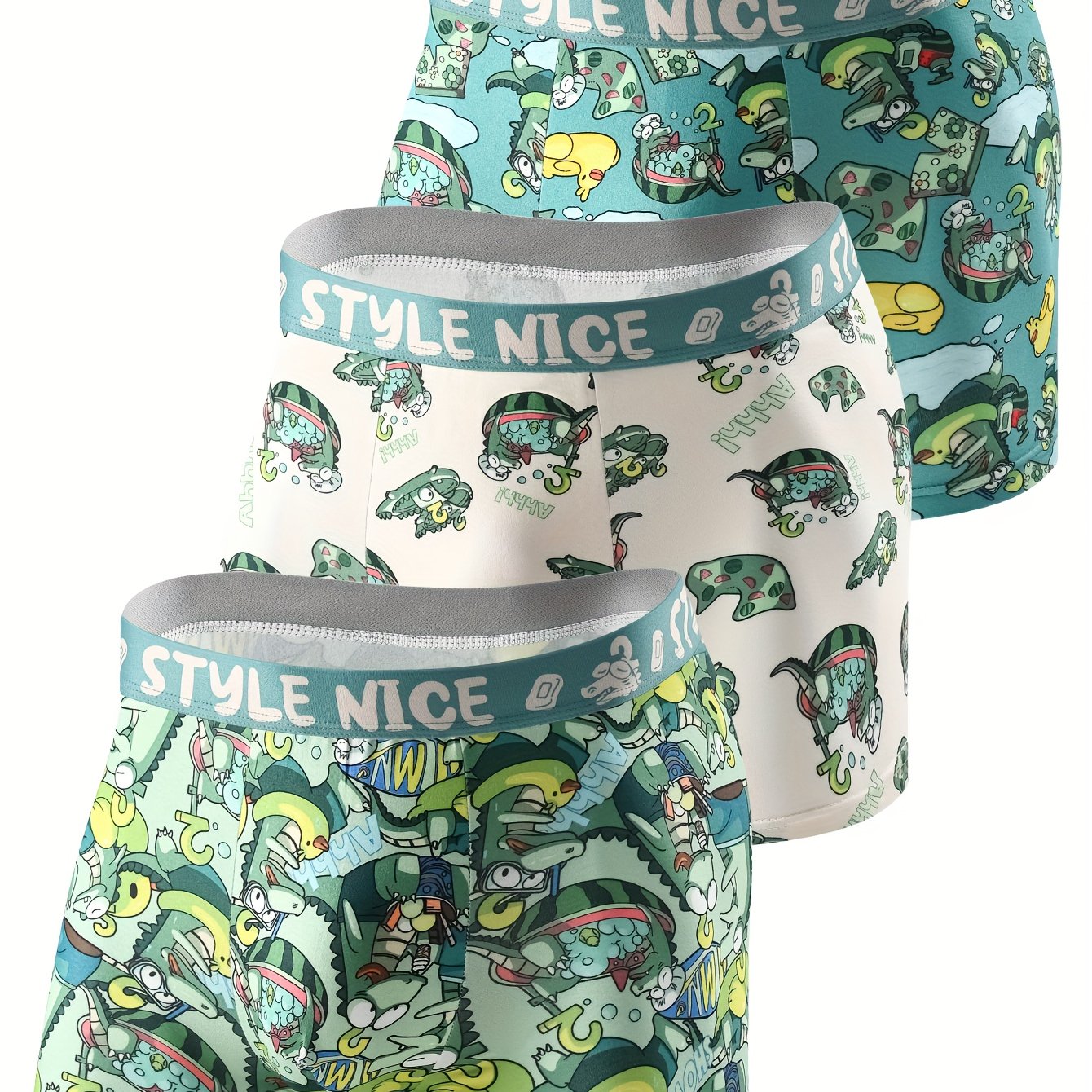 Men's Underwear Mid-Rise Flat-Crotch Shorts Breathable Polyester Elastic Waist Casual Sports Set of Three