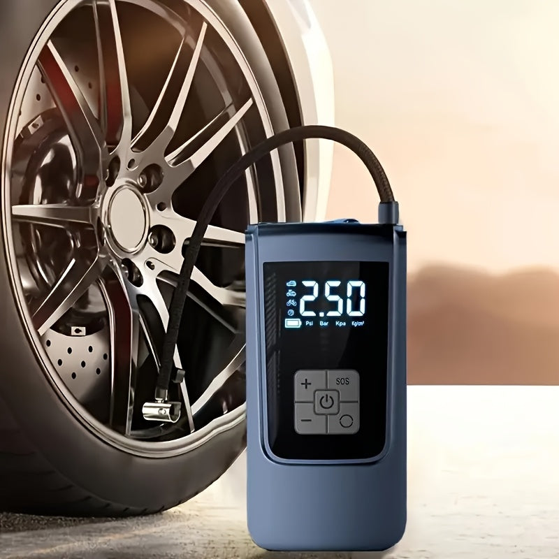 Portable Tire Inflator Pump with Pressure Gauge and LED Light for Car Bike