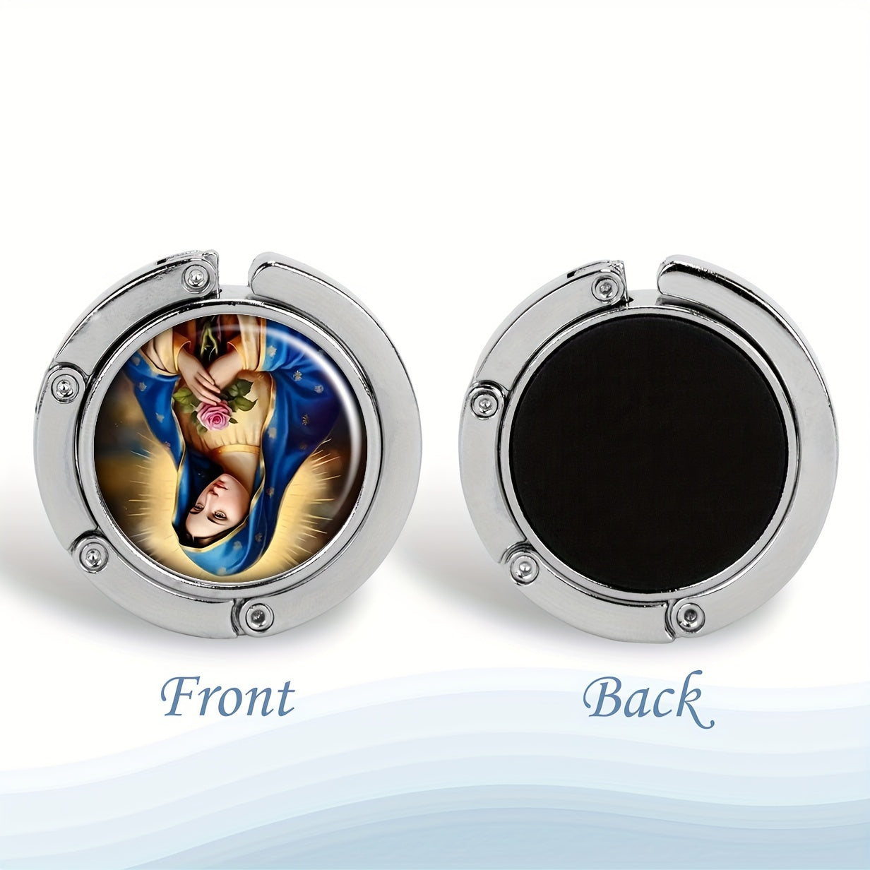 Foldable Handbag Hook for Table Virgin Mary Design Portable Purse Hanger