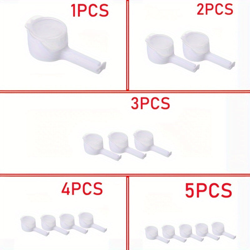1, 2, 3, 4 yoki 5 ta ko'p maqsadli plastik oziq-ovqat sumkasi muhrlash kliplari, turli ranglarda, don saqlash uchun namlikdan himoyalovchi tarqatish nozzle bilan