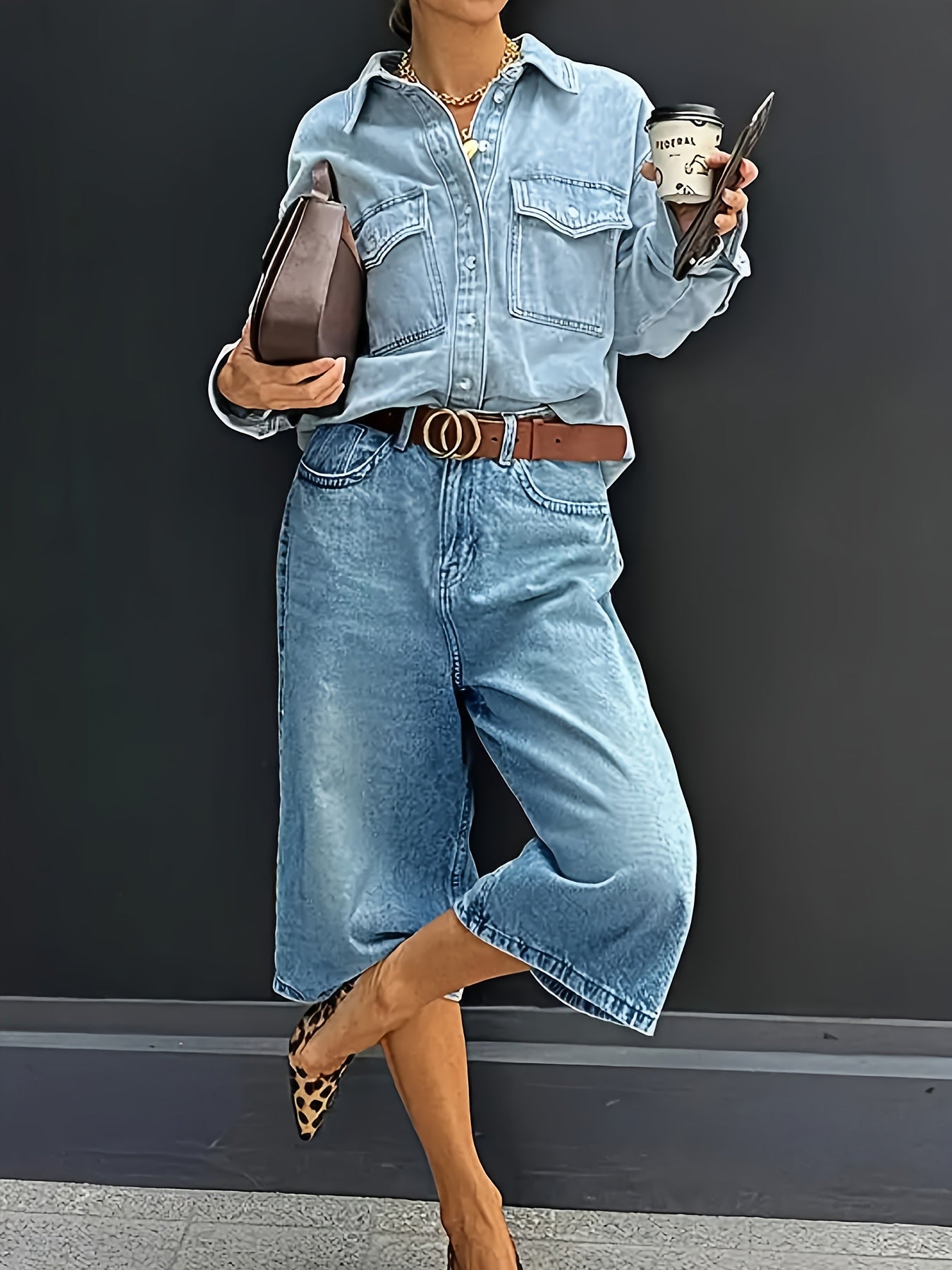 Shorts de mezclilla de talla grande con cintura alta y bolsillos para mujer verano casual