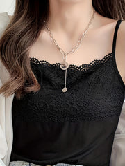 1 dona Ayollar uchun Dantelli Kamisole Tank Top, Yozgi Qoltsiz Yupqa Ichki Qavat, Mustahkam Rangli Nilon Matosi, Kattalar uchun Dantelli Cami