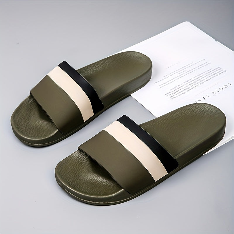 Unisex Color Block Open Toe Slippers with Non-slip PVC Sole for Casual Wear