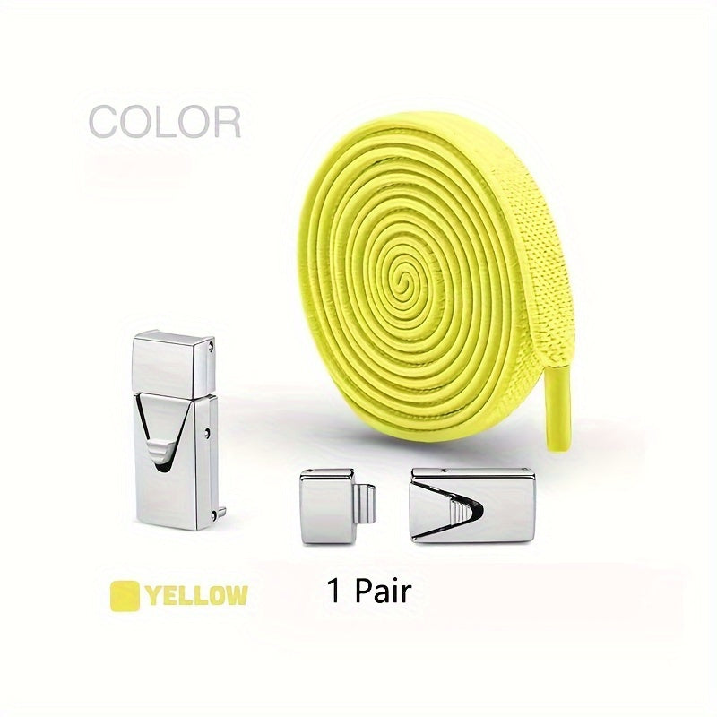 1 Pair 8mm Wide Elastic Flat Straps with Metal Buckle, Adjustable Shoelaces