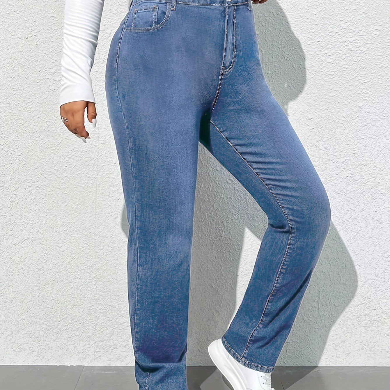 Women's Stretch Straight Leg Jeans Casual Denim Pants