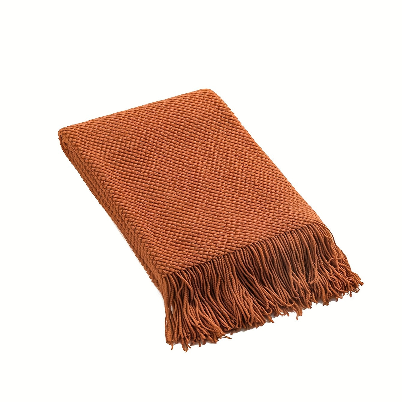 Orange Tassel Knitted Throw Blanket Soft Warm Couch Sofa Bed Travel