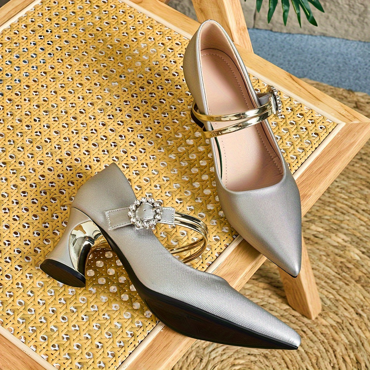 Ladies Casual Pointed High Heel Mules, Thick Heels, All-Match Style