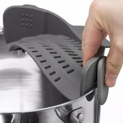 Gray Adjustable Silicone Pot and Pasta Strainer Clip-On Kitchen Colander