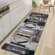 Cozy Patchwork Plank Kitchen Mat Non-Slip Easy-Clean Polyester Rug for Living Room Bedroom Dining