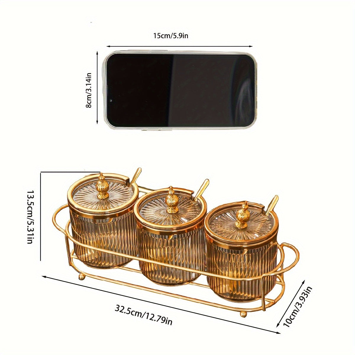 Kitchen Spice Jar Set with Containers, Lids, Tray and Spoon for Food Storage