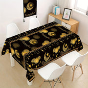 Ramadan Disposable Plastic Tablecloth Black Gold Moon Lantern Star 130x220cm for Eid Al-Fitr and Eid Al-Adha