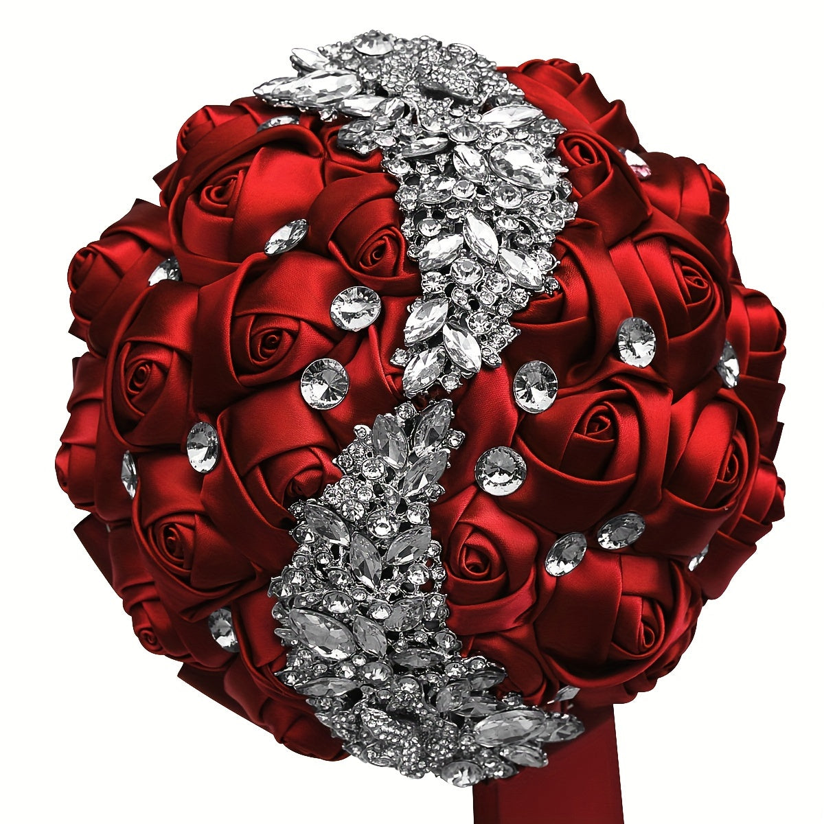 Elegant Bridal Bouquet with Crystals Polyester Spandex Handheld Wedding Flower