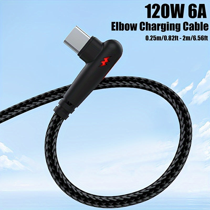 USB-C 90-Daraja Burchakli Kabel Tez Zaryadlash va Ma'lumot Uzatish uchun Samsung, Xiaomi, Redmi, Huawei va boshqalar. O'yin va Avtomobil zaryadlash uchun Telefon Zaryadlash Kabeli.