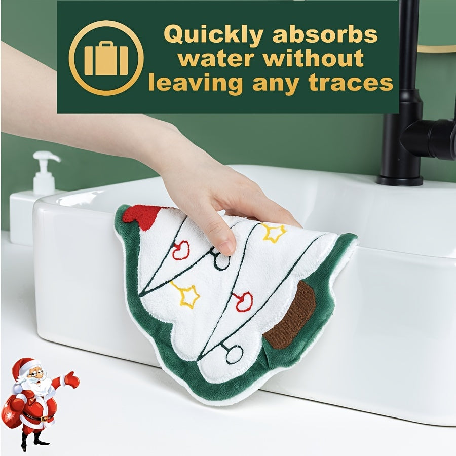 Christmas Themed Quick-Dry Hand Towel Thick Breathable Festive Design
