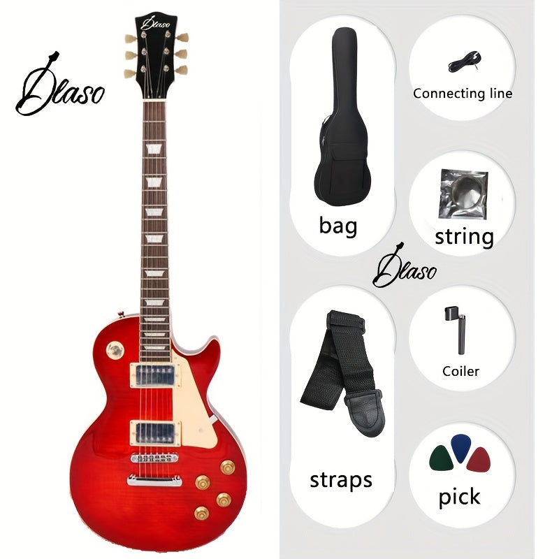 Guitarra eléctrica LP para principiantes y profesionales, 22 trastes, diapasón de palisandro, rojo y negro