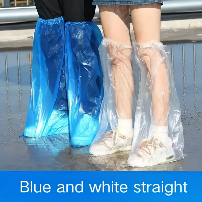 10Pcs Waterproof Shoe Covers Clear Plastic Lightweight Non-Slip Blue White