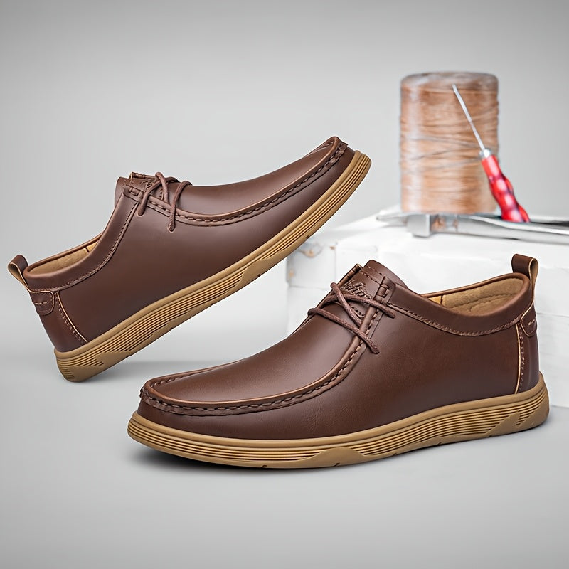 Zapatillas casuales para hombre marrón y negro, de caña baja, suela de goma, PU, cómodas para todas las estaciones