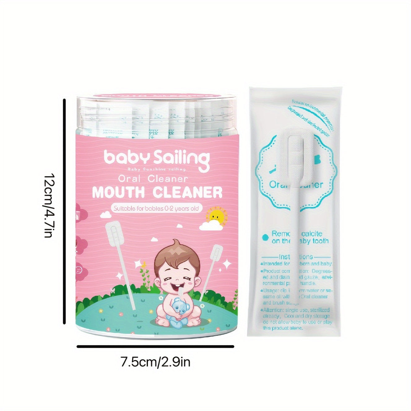 30-Pack Upgraded Tongue Cleaning Gauze for Kids Oral Care White Polyester